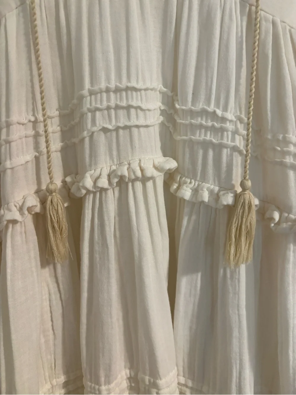 SPELL & THE GYPSY COLLECTIVE Hanalei Midi Dress Cotton Gauzy Tiered Size XS